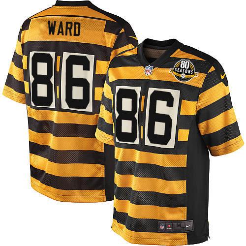 Youth Elite Hines Ward 80th Anniversary Nike Jersey Gold/Black Alternate - #86 Throwback NFL Pittsburgh Steelers